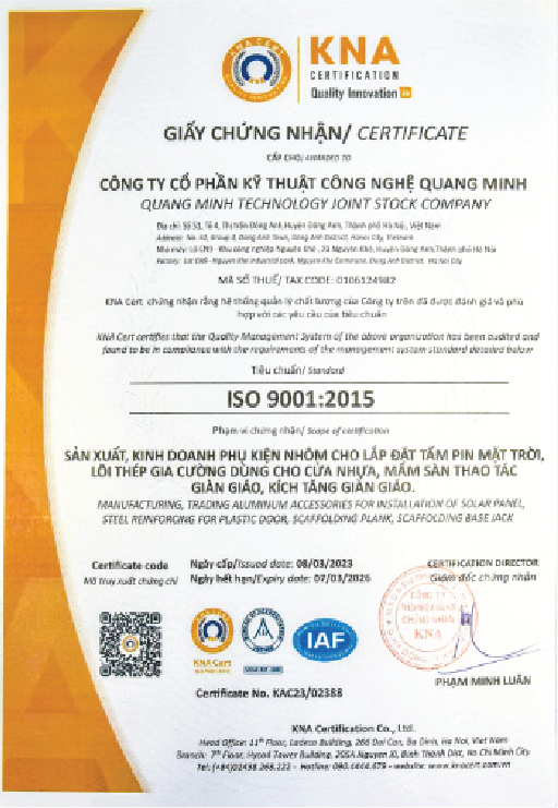 Chứng nhận ISO 9001:2015